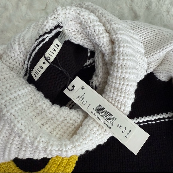 Alice and Olivia Zita Eye Heart You Embellished Knit Cotton Sweater - Picture 8 of 10